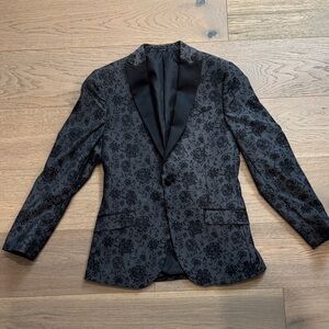 Elegant Black Floral Men's Slim Fit Blazer